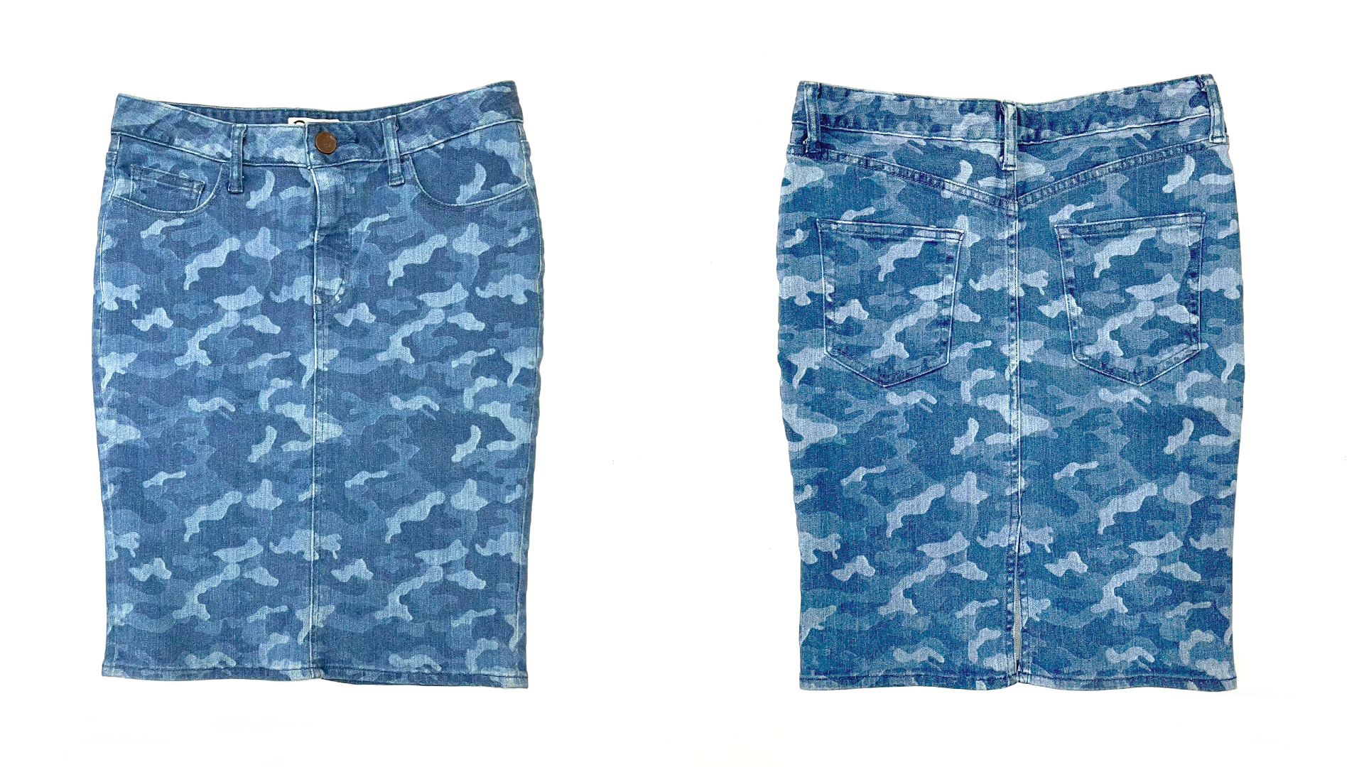 Camouflage pattern denim skirt