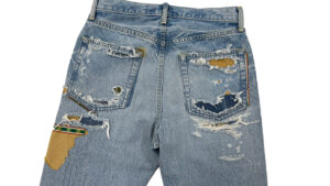 パッチワーク　デニムパンツ（WOMENS）　ディテールカット１ 　株式会社DOORS（ドアーズ）