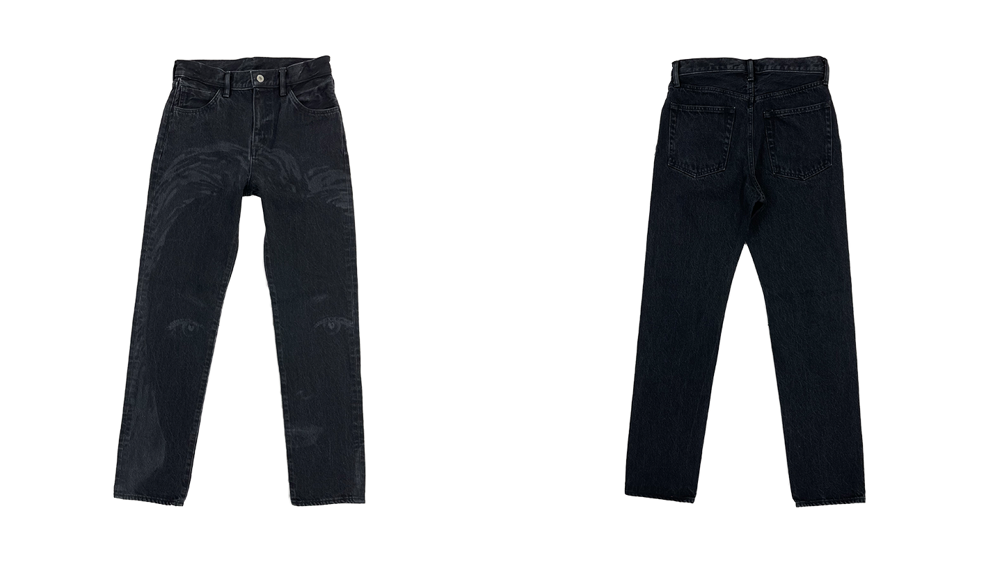 レーザー加工　ブラックデニムパンツ（WOMENS）