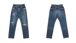 サスティナブル加工　クラッシュデニムパンツ（WOMENS）　株式会社DOORS（ドアーズ）