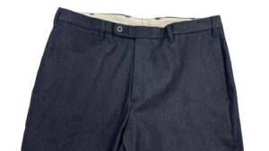 シルクデニム生地　トラウザーズ（MENS）　ディテールカット２　株式会社DOORS（ドアーズ）