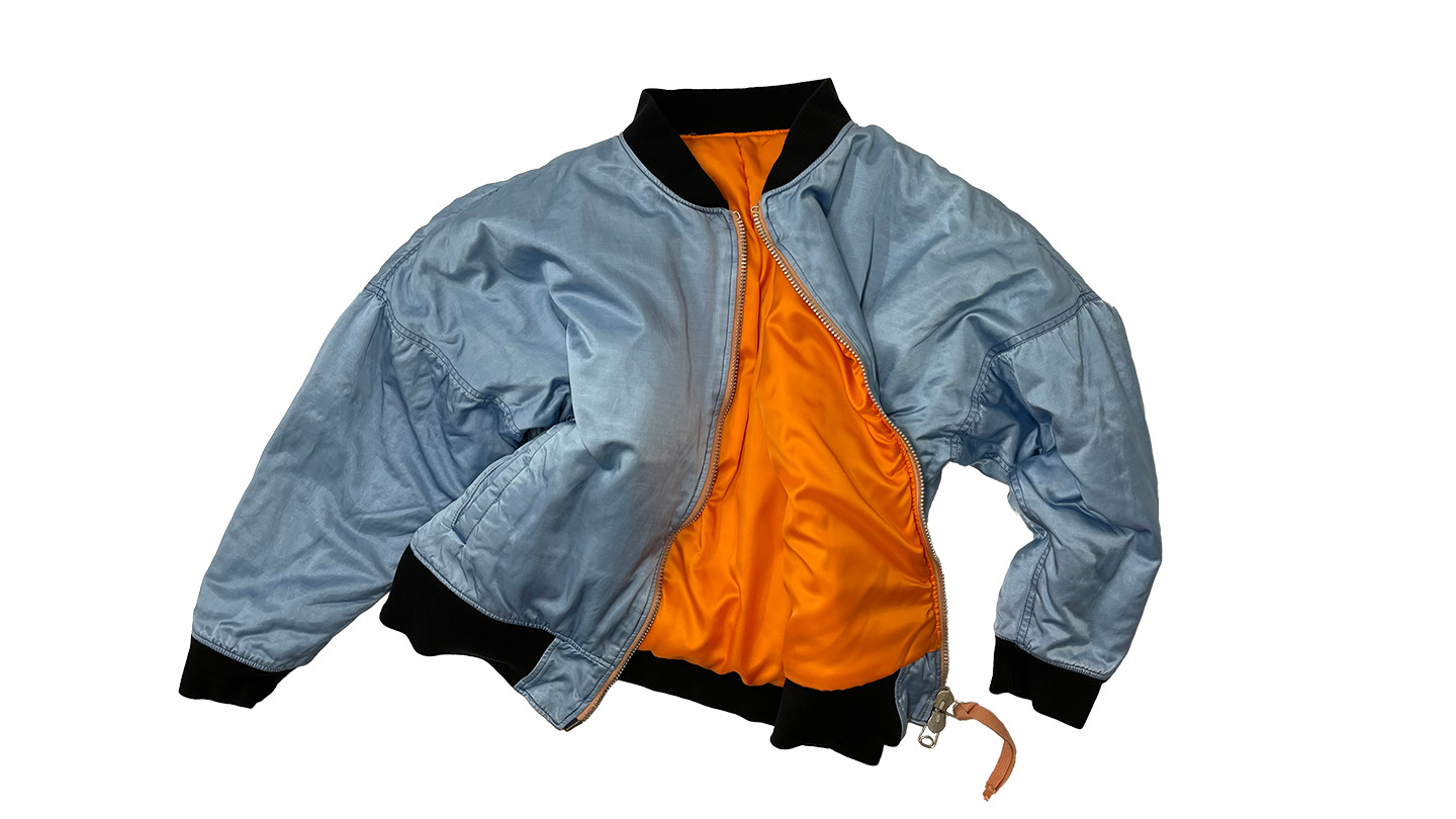 Indigo-satin MA-1 Flight-jacket (Mens)